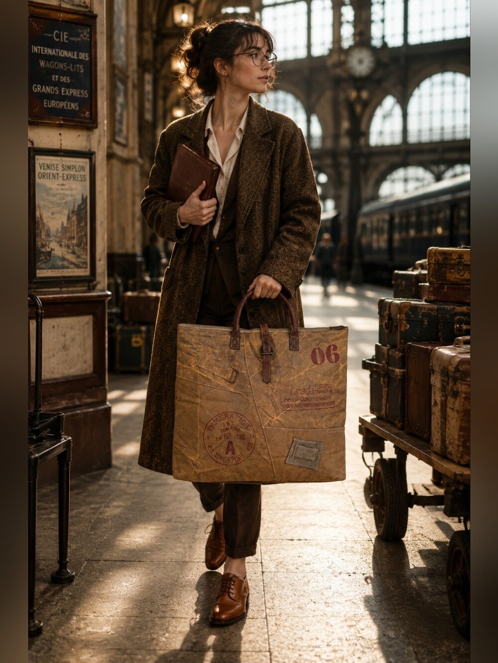 The Barrel Shack Waxed Canvas Travel Portfolio Tote Bag NWOT